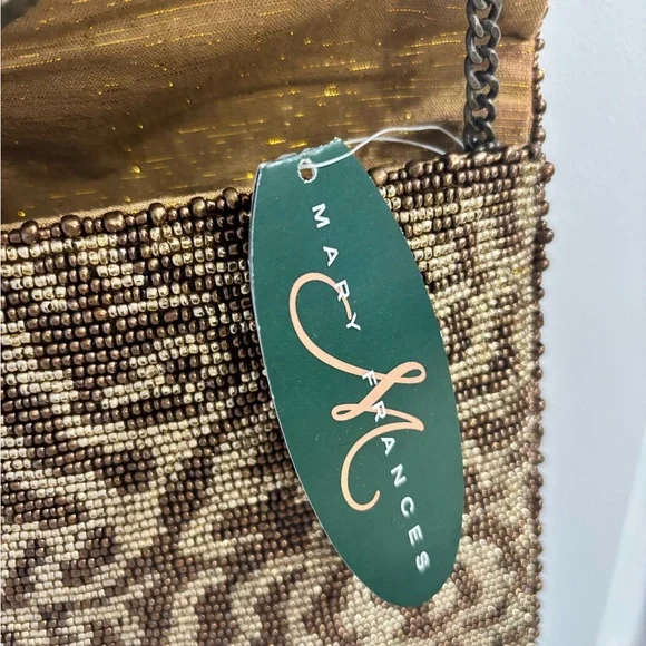 NWT Mary Frances Gold and Brown Handcrafted Gemstone Beaded Handbag - Picture 9 of 15